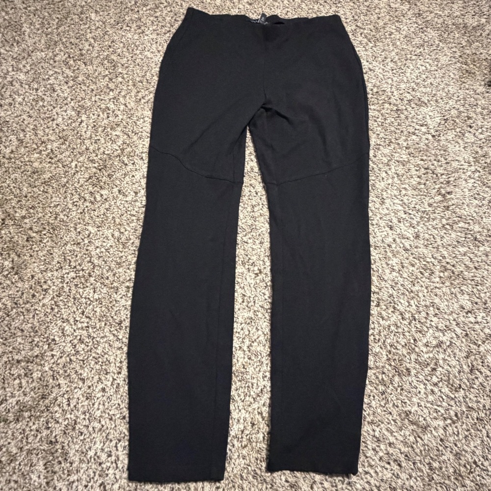 Eileen Fisher Black Italian Fabric Slim Ankle Zip Pants Small Pull On Tapered